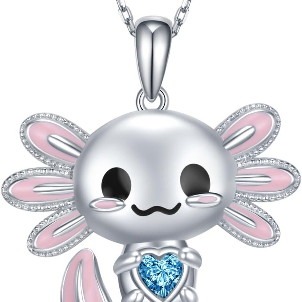 Axolotl Necklace 925 Sterling Silver Axolotl Pendant Cute Animal Jewelry Gift Fo